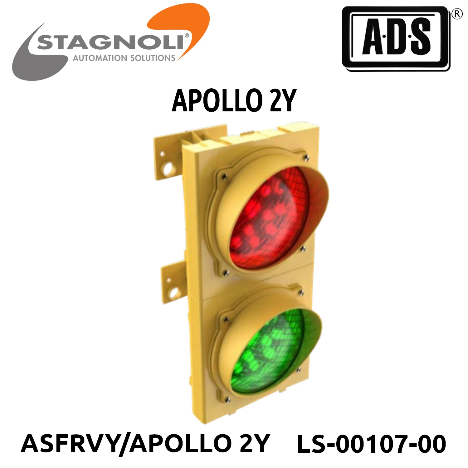 SEMAFORO ANARILLO 2 LUCES LED 120Ø R-V IP65 24V MARCA STAGNOLI MOD.APOLLO 2Y